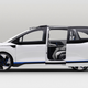 A side profile photo of the Baidu Apollo RT6 self-driving taxi.